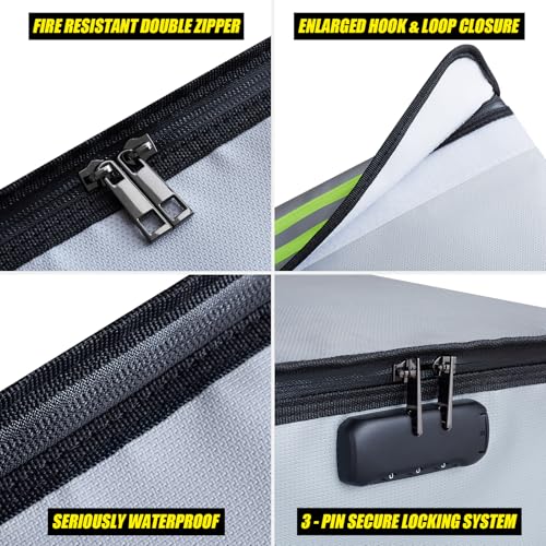 Large Fireproof Safe Bag, 24x12x12 Fireproof Document Bag, Large capacity waterproof storage bag with reflective strips, Firesafe Box for File,Cash,Passport,Keys