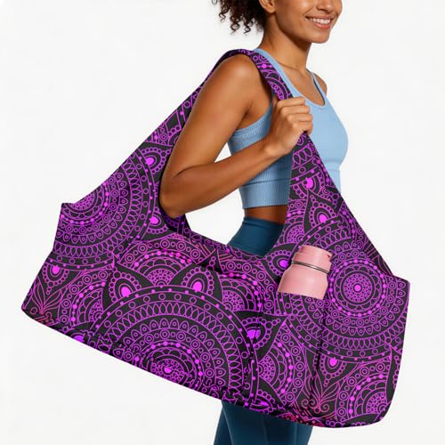 Large Yoga Mat Bag with Mat Strap - Purple-2
