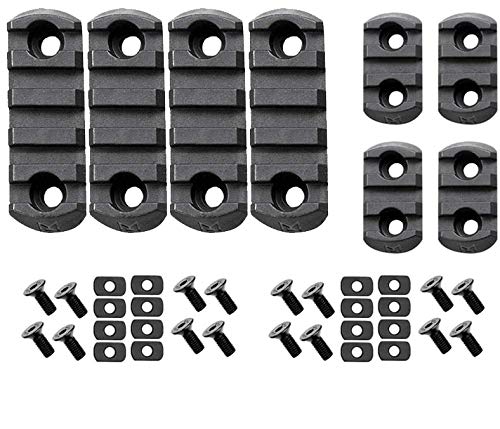 Gotical Combo of (3-Slot & 5-Slot) MLOK Section Adapter Super Value Picatinny Section Adapter for 3-Slot and 5-Slot Rail, 8-Pack, Black