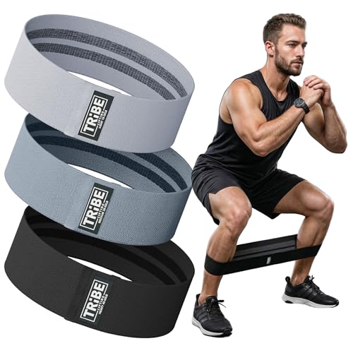 Fabric Resistance Bands - 3-Pack Non-Slip Grip for Legs & Glutes - Grey