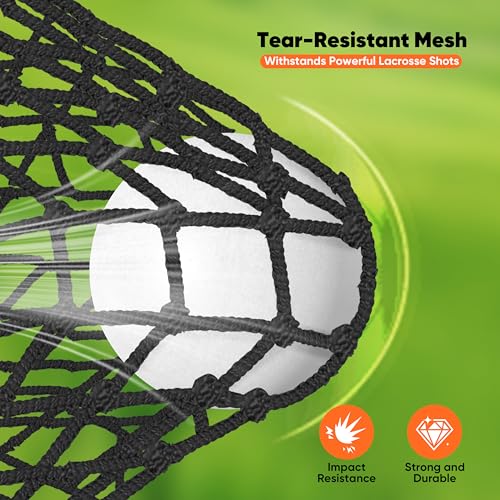 Lacrosse Goal Net Replacement - 6' x 6' x 7' - Black, 4mm