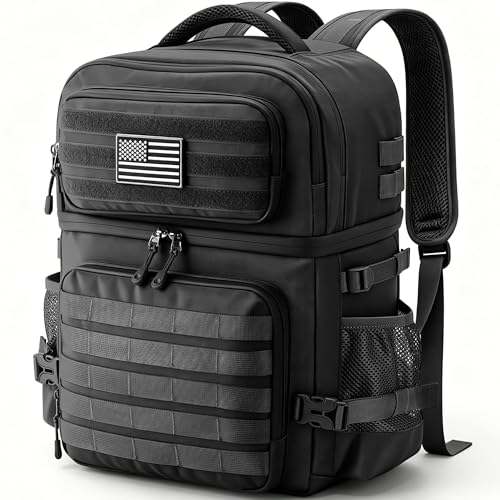 VOGSHOW Black Tactical Cooler Backpack 45 Can Insulated Leak-Proof Double Deck