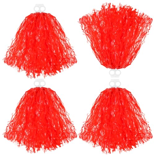 Cheerleading Pom Poms - 4 Pack Light Red Streamers