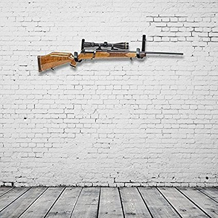 Gun Rack Shotgun Hooks - Felt Lined Wall Mount Storage, Black