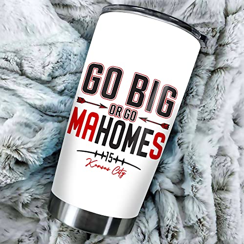 TEERABBIT Patrick Mahomes II Insulated Stainless Steel Tumbler 20oz - Go Big Or Go Mahomes Gift for Football Fans