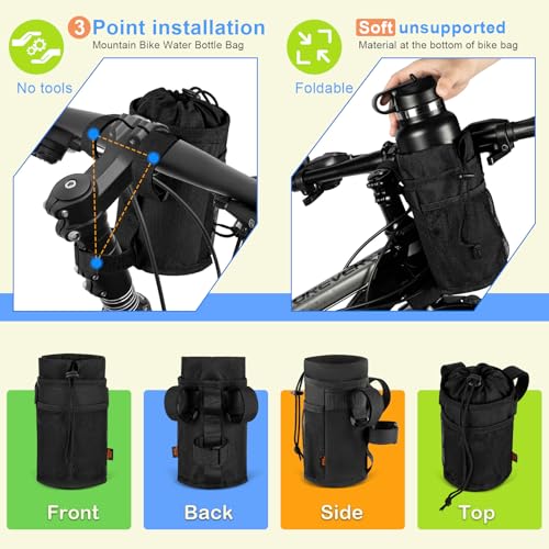 Ultra Thin Bike Water Bottle Holder - 24-32oz Lightweight Black