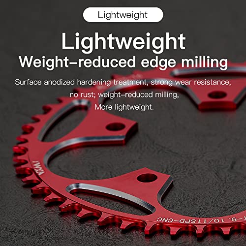 YBEKI 42T Black CNC Machined 7075-T6 Aluminum Narrow-Wide Chainring for Road Bikes