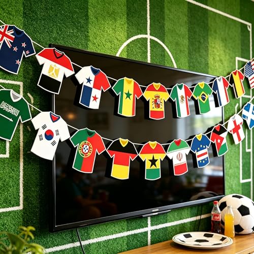 2026 World Cup Soccer Jersey Flags Bunting Banner - Multicolor