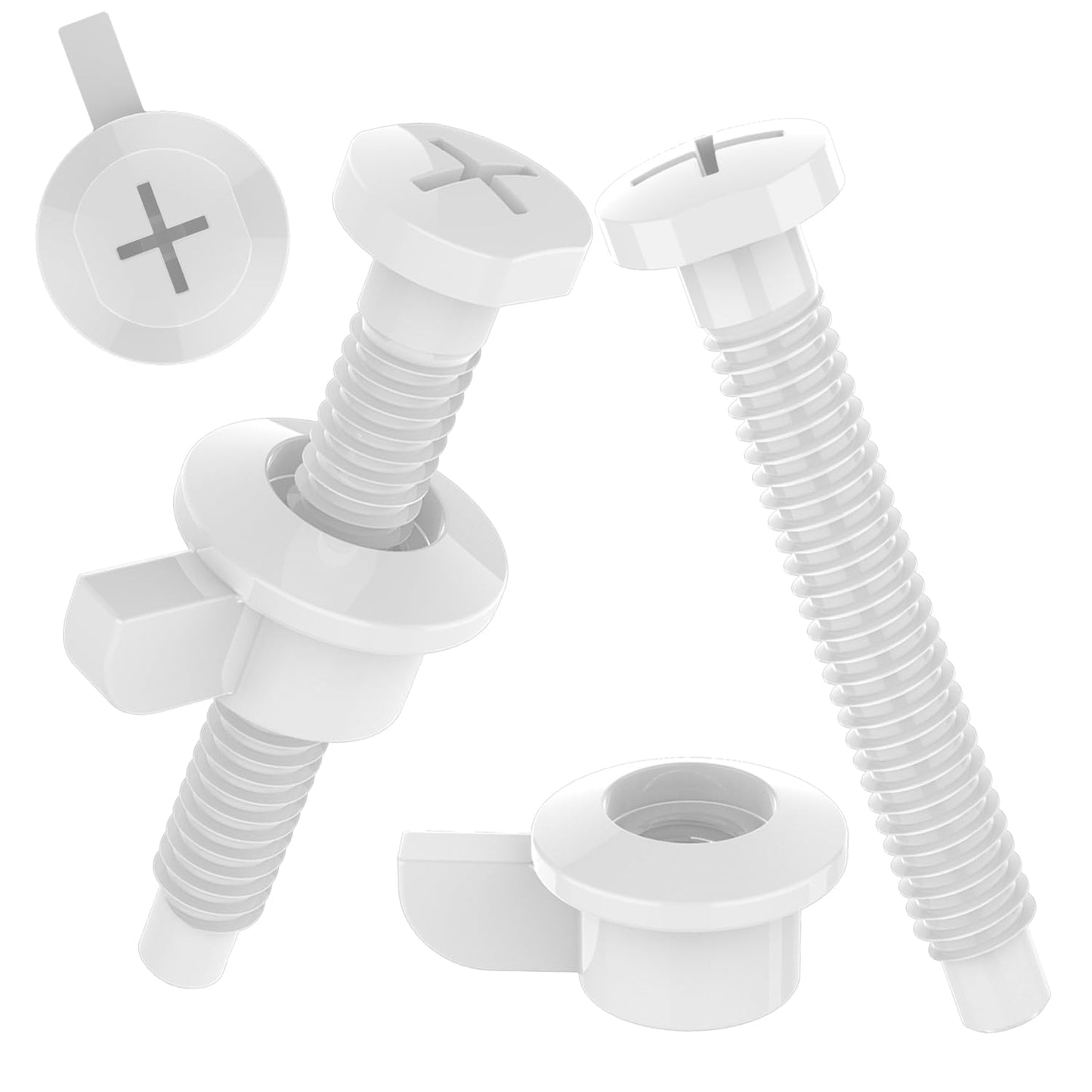 Toilet Seat Mounting Screws, Including Screw and Nut for Top Mount Toilet Seat Hinges, Plastic, Pack of 4