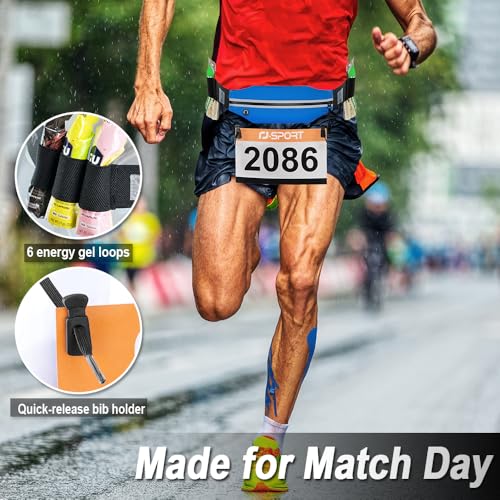 Race Number Belt with Pouch & 6 Gel Loops - Black