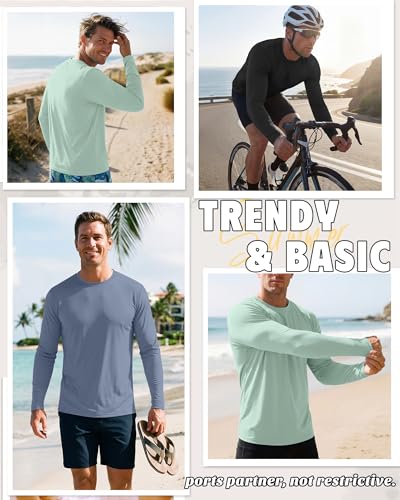 August Alley Men's Rash Guard Shirts UPF 50+ 3-Pack Black Gray Green Blue XL