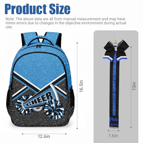 Glitter Cheer Backpack with Detachable Ribbon Keychain for Women