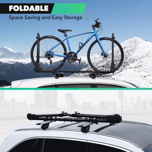 Upright Dual-Arm Roof Bike Rack - Rooftop Carrier for 1 Bike