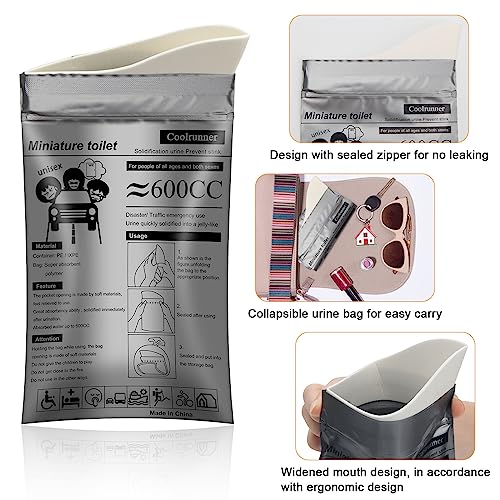 Disposable Urine Bags - 8 Pack Gray, Portable Pee Bags for Travel