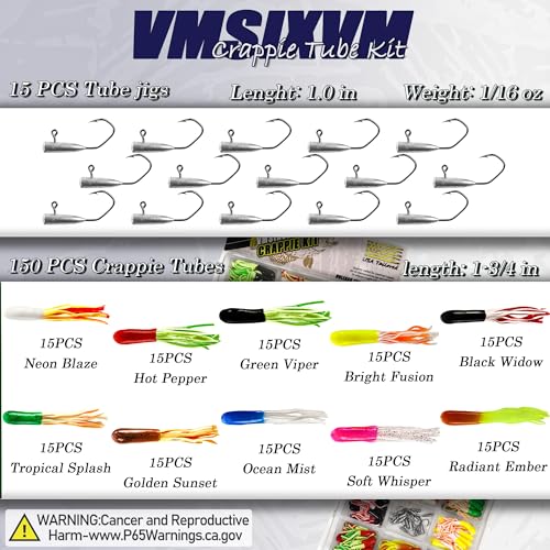 165 Pcs Tube Lure Jig Heads Kit for Bass Crappie Neons – VMSIXVM A1-165 Pcs