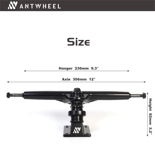 ANTWHEEL Sidewinder II Longboard/Skateboard/surf Skateboard Black Skateboard Double Kingpin Trucks 7" Hanger 9.72" Axle (Set of 2) Free Hardware (9.3" Hanger 12" Axle)