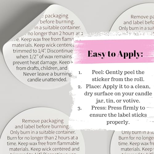 1.5-Inch Candle Safety Warning Labels - 300 Count Black & White Stickers