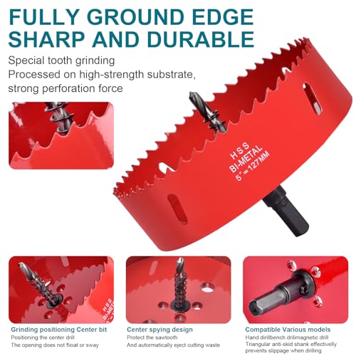 4 Inch / 102mm Hole Saw for Wood, Plastic Board, Ceiling, Drywall, Plasterboard, and Metal Sheet - HSS Bi-Metal Hole Cutter with Pilot Drill Bit