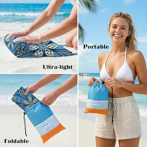 Famstar Boha 78''x81'' Oversized Waterproof Sandproof Beach Blanket - Large Travel Mat