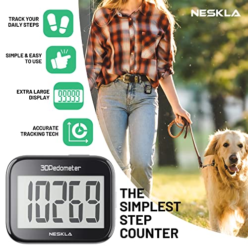 3D Pedometer Step Counter with Large LCD Display & Clip