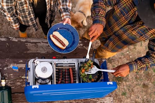 Blue Enamel Camping Plate with Stainless Steel Rim