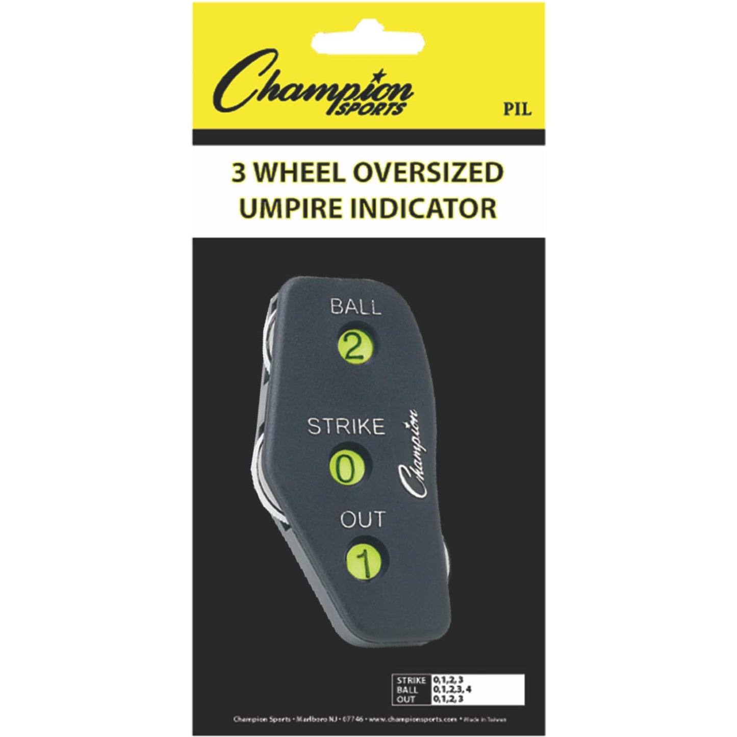 Champion Sports 3 Wheel Oversized Plastic Baseball Umpire Count Indicator - Counts Strikes, Balls and Outs