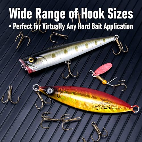 Round Bend Treble Hooks - 30 Pack #16 Bronze for Fishing