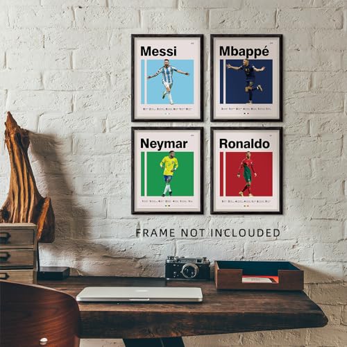 Soccer Poster Set of 4 - Unframed 8x10 Canvas Prints for Kids