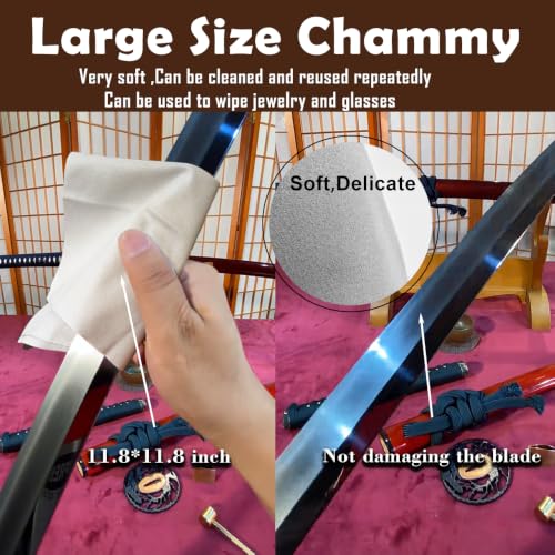 OKSs Brown Katana Cleaning Kit with Choji Oil, Copper Hammer, Chammy, Uchiko Ball, Mekugi-nuki (2 Pairs) - Samurai Sword Care
