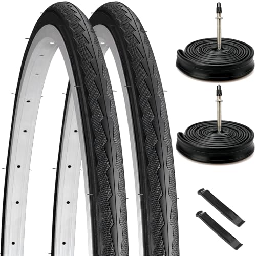 Midcos 700x28c Road Bike Tires with Inner Tubes & Levers, Foldable, Puncture Proof
