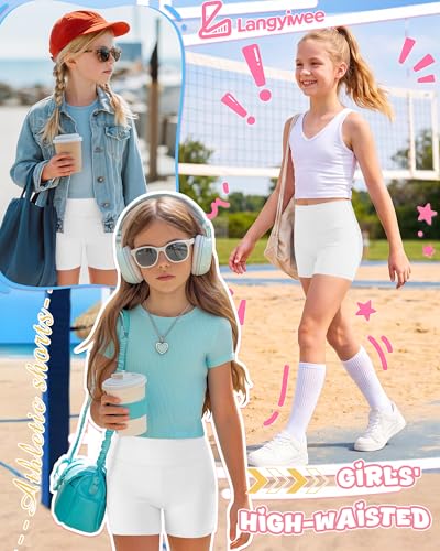 Girls' Athletic Shorts - White, Size 7-8 Years