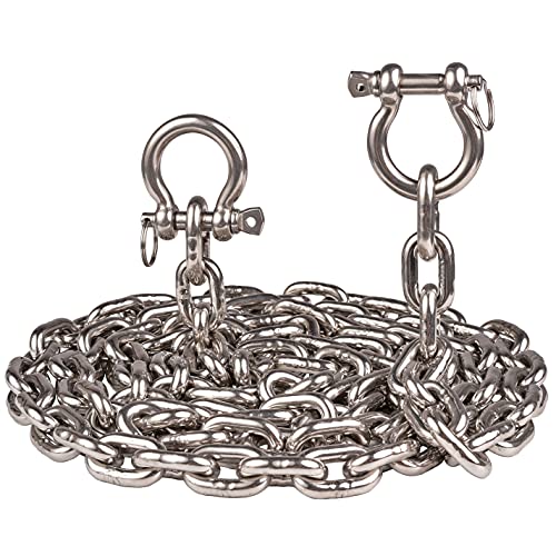 6FT Marine Grade 316 Stainless Steel Boat Anchor Chain 5/16" with 2 Shackles - Silver