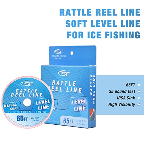 Ice Fishing Rattle Reel Line - Fluorescent Orange 65FT-3IPS
