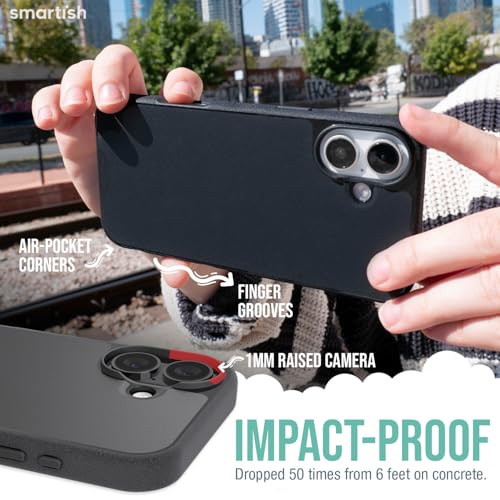 Smartish iPhone 16 MagSafe Case, Gripmunk, Slim Magnetic Grip Black