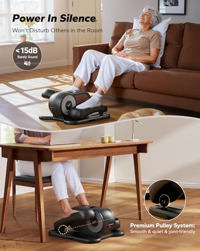 Under Desk Elliptical Machine for Seniors | Quiet Portable Pedal Exerciser with Remote Control & 12 Speeds
