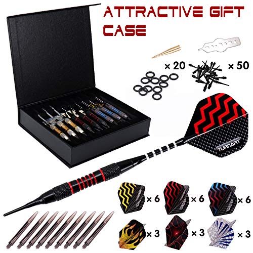 Professional Soft Tip Darts Set - 9 Pcs 18g Tungsten with Case