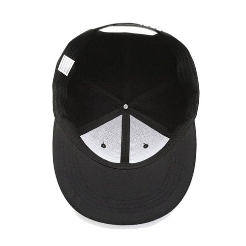 JHDESSLY 100% Cotton Snapback Hat for Men Women, Flat Bill Brim Baseball Cap Teens Adjustable Hip Hop Style Blank Trucker Hat Black