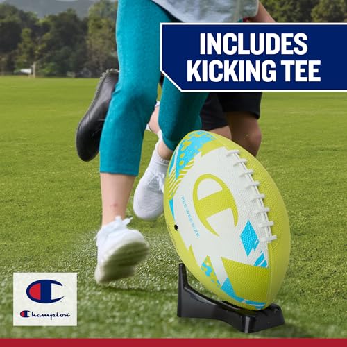Champion All-Weather Youth Football Set with Pump & Kicking Tee, Rubber Grip