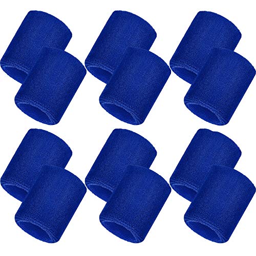 Neon Sweatbands - 12 Pcs Elastic Wristbands for Sports - Blue, 3.15 Inch