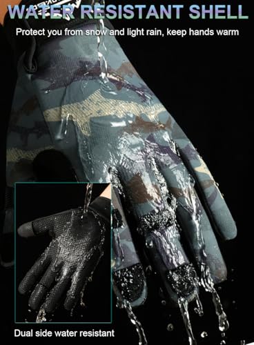 SUJAYU Ice Fishing Gloves XL Camouflage – Warm, Water-Resistant Fingerless Winter Gloves for Men & Women