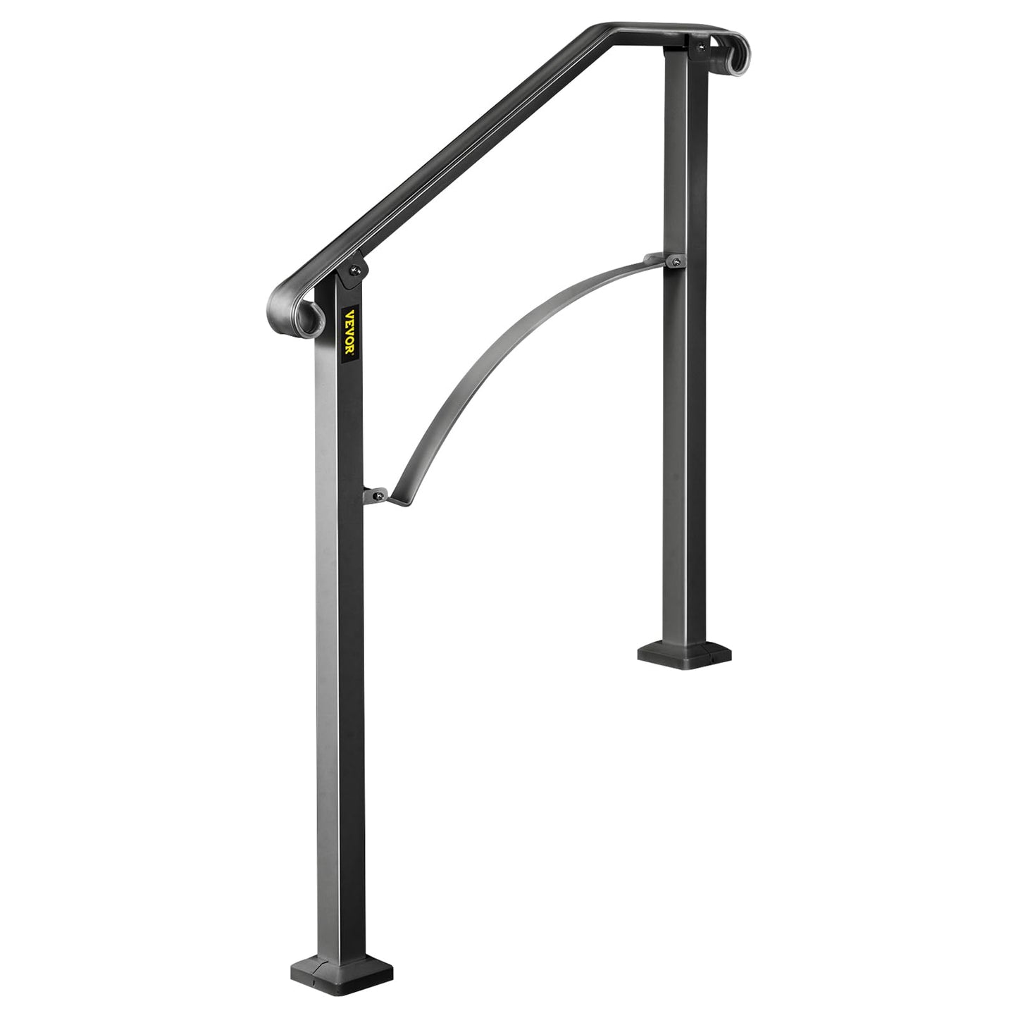 VEVOR Handrail for Outdoor Steps, 2-3 Steps Arch#2 Outdoor Handrail, Adjustable Wrought Iron Staircase Handrail, Thickened Stair Railings for Porch Railing, Deck Handrail