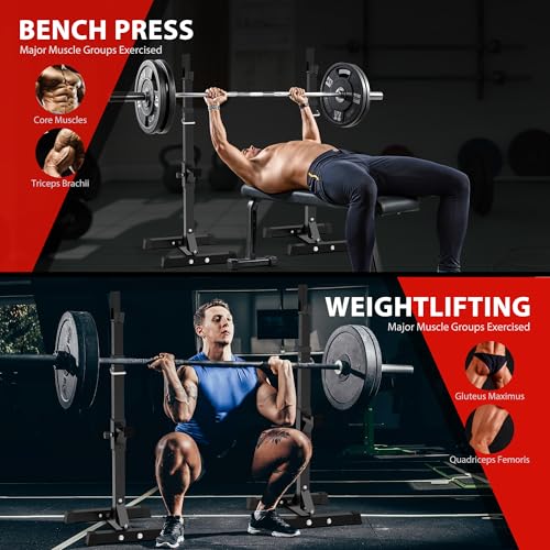 Adjustable Squat Rack - Heavy-Duty 550lbs Capacity for Home Gym