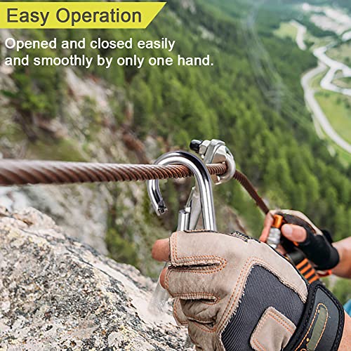 5PCS Heavy-Duty Stainless Steel Carabiner Clips - 600 lb Capacity