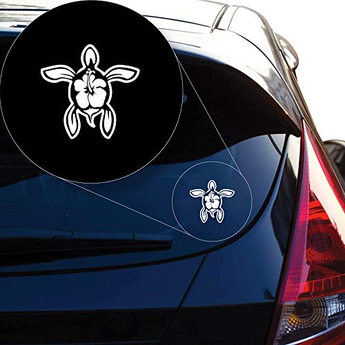 Hibiscus Turtle Decal Sticker - 5.2" x 5.2" - Pack of 1