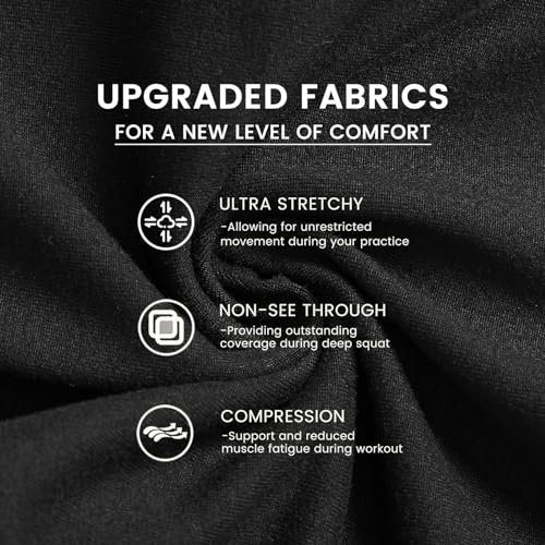 High Waist Yoga Pants with Pockets - Tummy Control Leggings - Black 25-inch