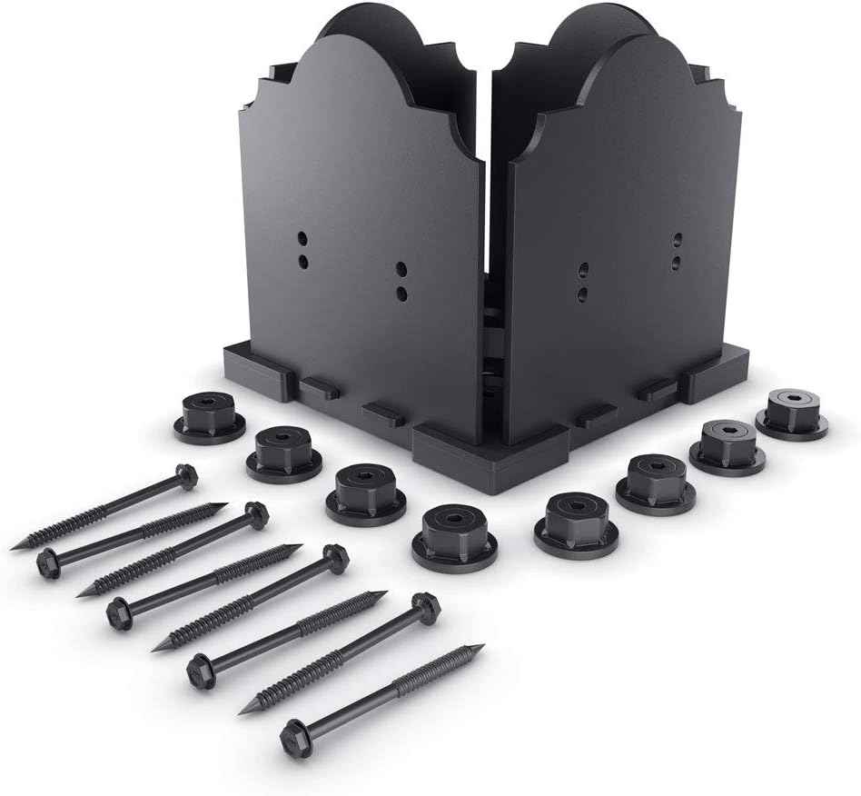 Ozco Laredo Sunset Lite 6x6 Post Base Kit - Galvanized Steel with Decorative Plates & Screws