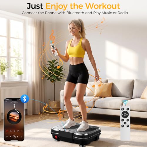 Vibration Plate Exercise Machine - 250 Speed Levels, 400 Lbs Capacity, Slim Black