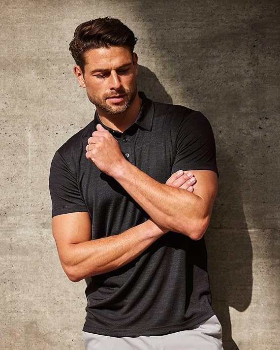Into the AM Dri-Fit Polo Shirt for Men, Black, Large, Moisture-Wicking Quick-Dry Polo