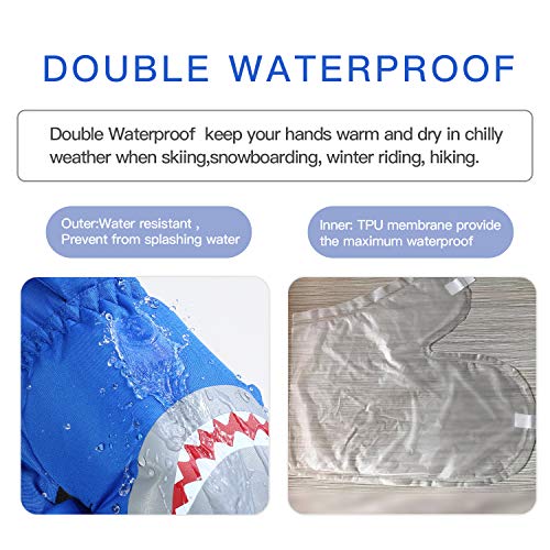 Winter Ski Gloves for Kids - Warm Easy-On Mittens, Blue02, 4-6Y