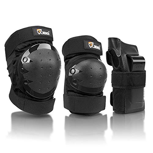 Knee Pads, Elbow Pads & Wrist Guards Set - Large (12+ Years) - Black